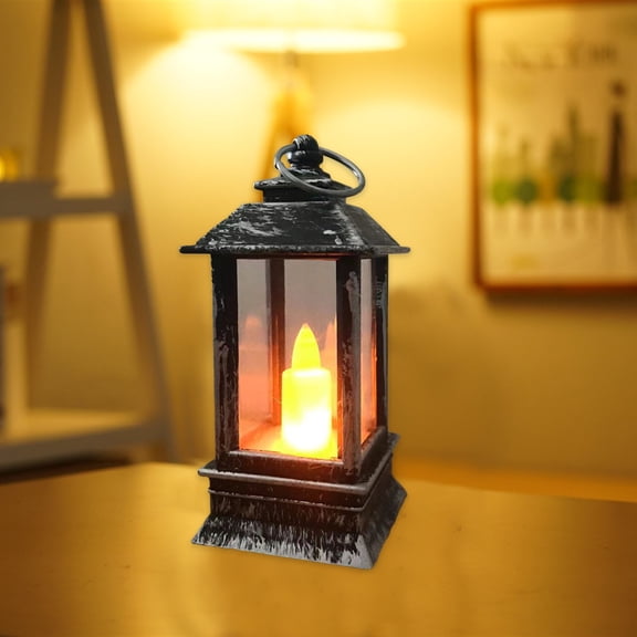 1 PC Mini Lanterns with LED Candles, Christmas Electronic Candle Ambient Light, 3.7" Decorative Hanging Small Vintage Lantern Centerpiece Battery Powered for Wedding Table (Silver)