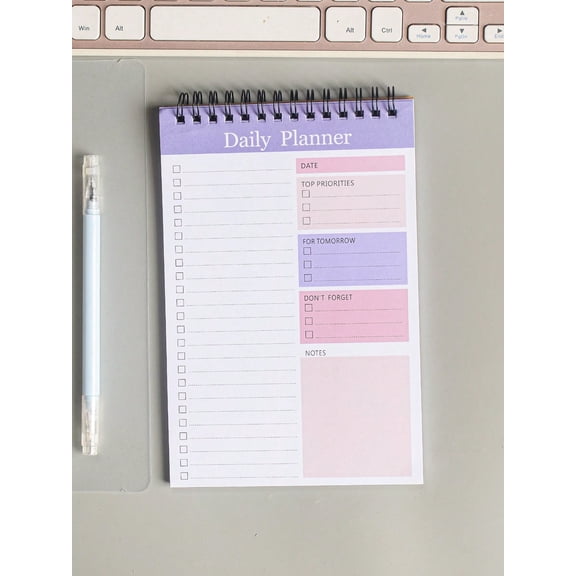 1 PC Minimalist Spiral Bound Daily Planner, Undated Task Organizer Notebook for Office & Daily Use