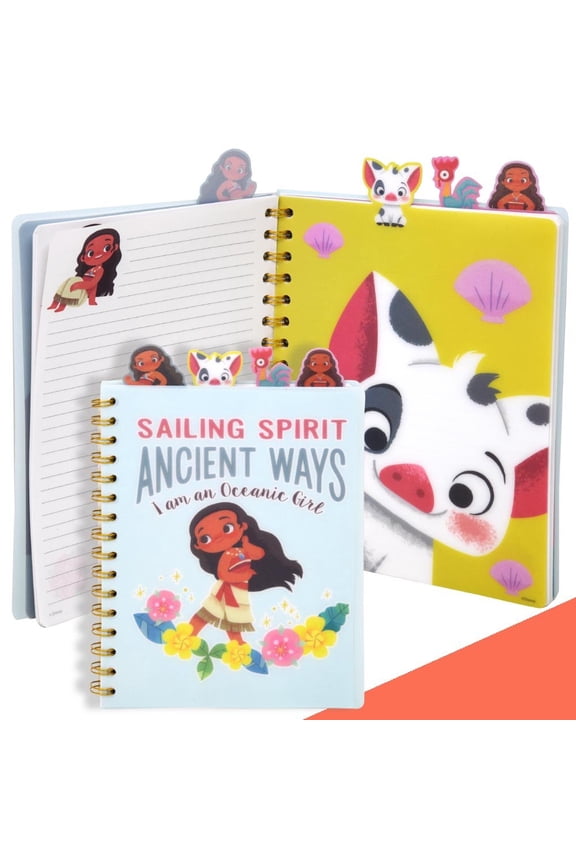 1 PC Moana2 Tabbed Spiral 96pg Journal.