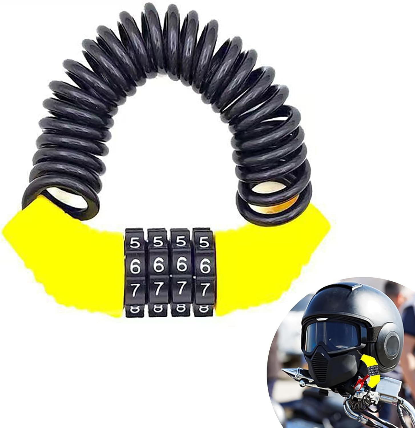 PC Motorcycle Helmet Lock, Anti-Theft Bike Password Lock, 59In