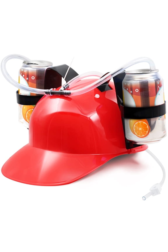 1 PC Novelty Place Drinking Helmet - Can Holder Drinker Hat Cap with Straw for Beer and Soda - Party Fun