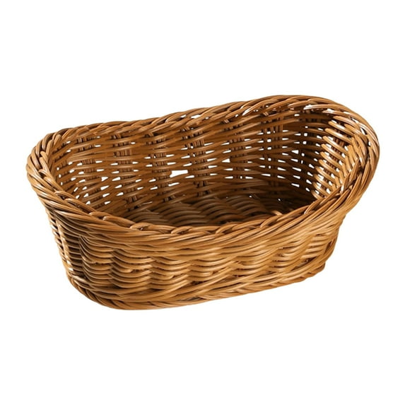 1 PC Oval Rattan Fruit Basket,Food Storage Basket,Food Tray Weaving Storage Holder,Small Wicker Basket Serving Tray Woven Basket for Bread,Snack,Fruit Baskets for Kitchen Counter(25X15X8CM)