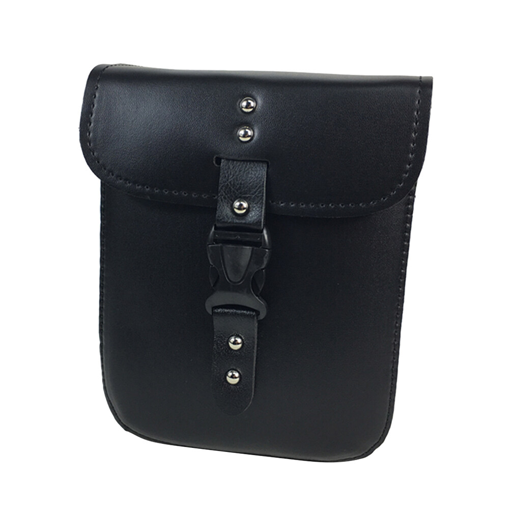 1 PC PU Leather Motorcycle Handlebar Bag Waterproof Saddlebag Electric Motorcycle Hanging Bag for Motobike (Black)