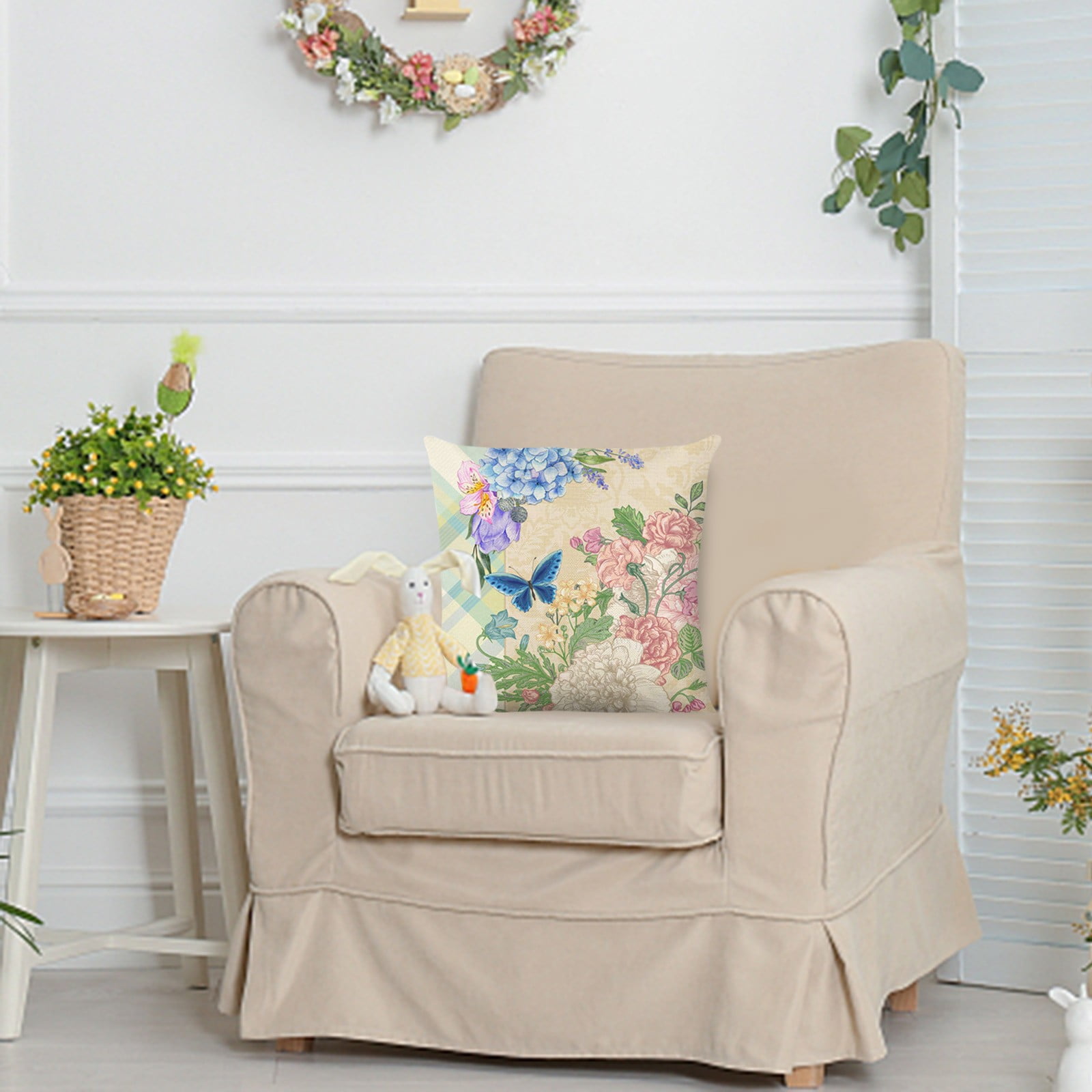 1 PC Pillow Covers Farmhouse Pillow Covers 18x18 Hello Spring Flower