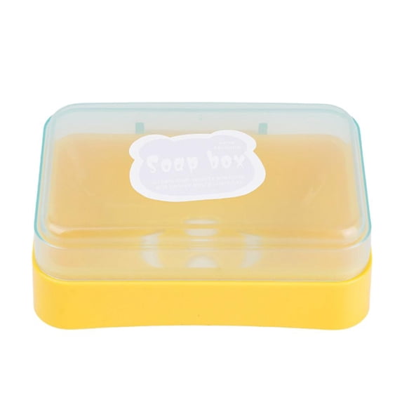 1 PC Plastic Soap Box with Lid, Self-Draining Travel Soap Dish Holder with Slotted Bottom, Portable Container for Bar Soap, Yellow