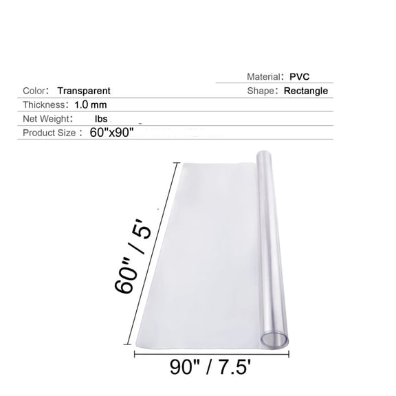 Gorgeous Home Linen Clear Vinyl Tablecloth Protector, Soft & Transparent Thick PVC Plastic Waterproof Table Cover 60"X90"