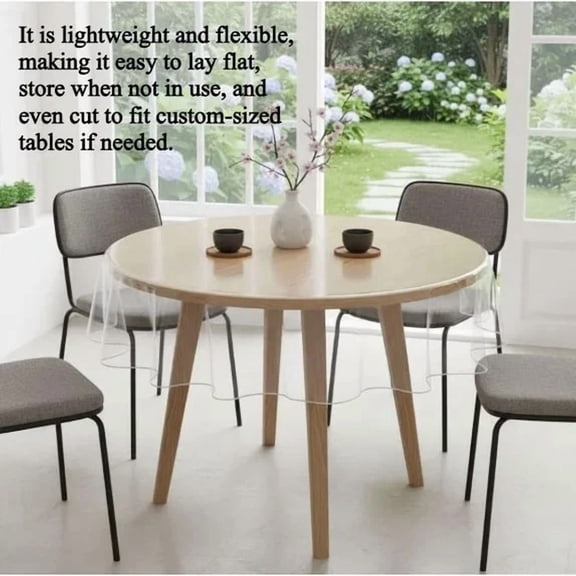 Gorgeous Home Linen Versatil Use Round 70" Clear Thick PVC Vinyl Table Protector Waterproof & Oil-Proof Plastic Tablecloth, Durable Desk Cover for Home Dining
