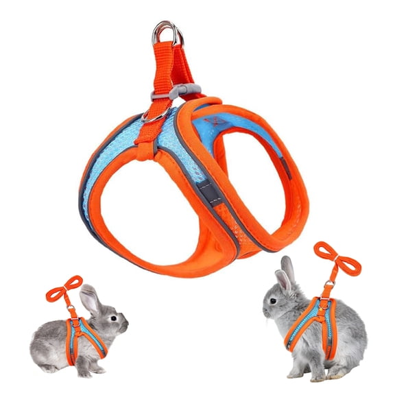 Liyquint Breathable Mesh Pet Harness for Rabbit, Reflective Safety Vest with Leash & Double Buckle, 1 Set for Outdoor Use
