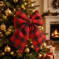 thumbnail image 1 of 1 PC Red Black White Plaid Christmas Bow, 11.81 x 9.84 Inch Wired Ribbon Bow for Tree, Wreath, Mantel, Door, Garland & Holiday Decor, 1 of 7