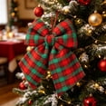 thumbnail image 1 of 1 PC Red Green Plaid Christmas Bow, 30 x 25 cm Wired Ribbon Bow for Tree, Wreath, Garland, Door, Mantel & Holiday Decor, 1 of 7