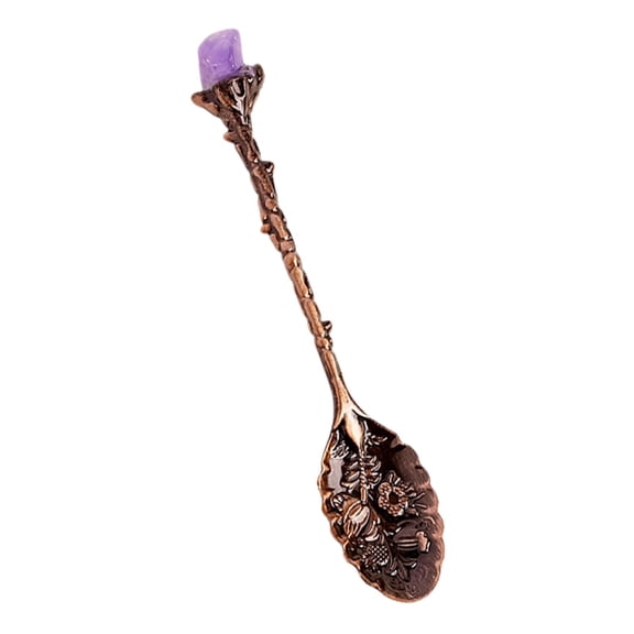 1 PC Retro Crystal Alloy Coffee Spoons - 4.3 Inch Vintage Carved Tea Spoon With Leaf Flower Pattern for Dessert, Ice Cream, Stirring, Mixing