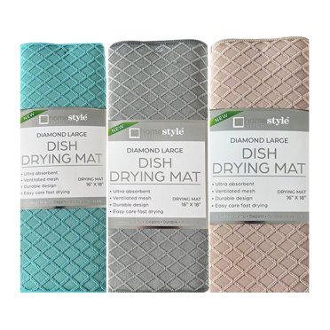Dish Mat Absorbent, Reversible, Microfiber,Dish Drying Mat For Kitchen,Machine Washable Farmhouse Dishes Drainer For Countertop Fast Drying, Sage Green Drying Mat 16 X 18 Inch