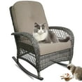 thumbnail image 1 of 1 PC Rocking Chair Outdoor,Patio Furniture Modern Rattan Chair Conversation with Cushions & Glass Table for Garden,Backyard,Bistro.Brown, 1 of 8