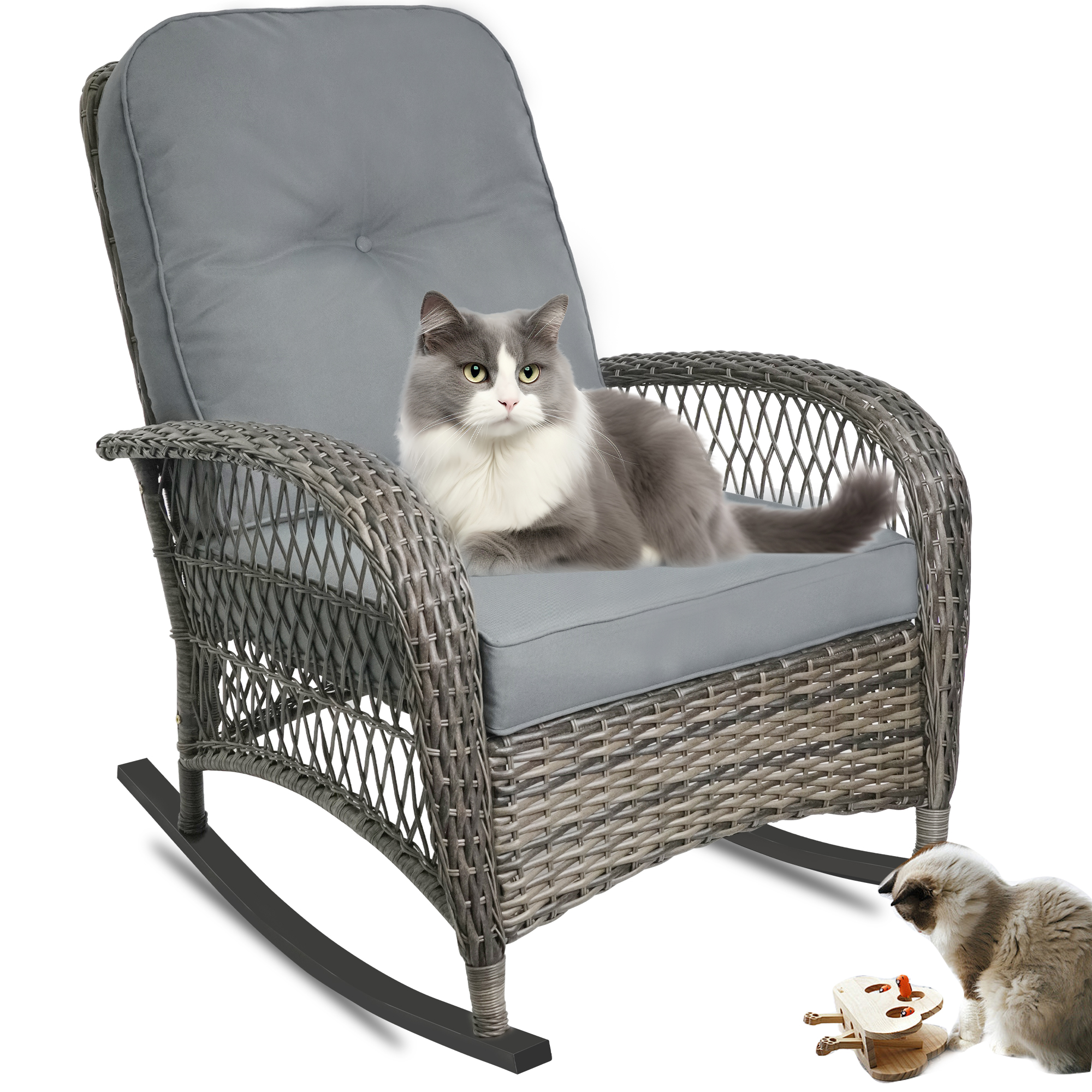 1 PC Rocking Chair Outdoor,Patio Furniture Modern Rattan Chair ...