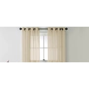 1-PC Ruby Ivory Cream Solid Sheer Panels Faux Silk with Grommets Window Curtain Treatment Panel See Thru size 55" Wide x 18" Long Each