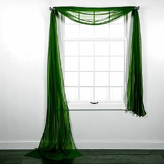1 PC SOLID HUNTER GREEN Hotel High Quality Elegant Window-Sheer Scarf Valance swag topper (37" x 216")