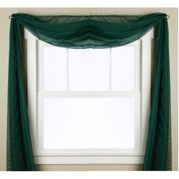 1 PC SOLID HUNTER GREEN SCARF VALANCE SOFT SHEER VOILE WINDOW PANEL CURTAIN 216" LONG TOPPER SWAG