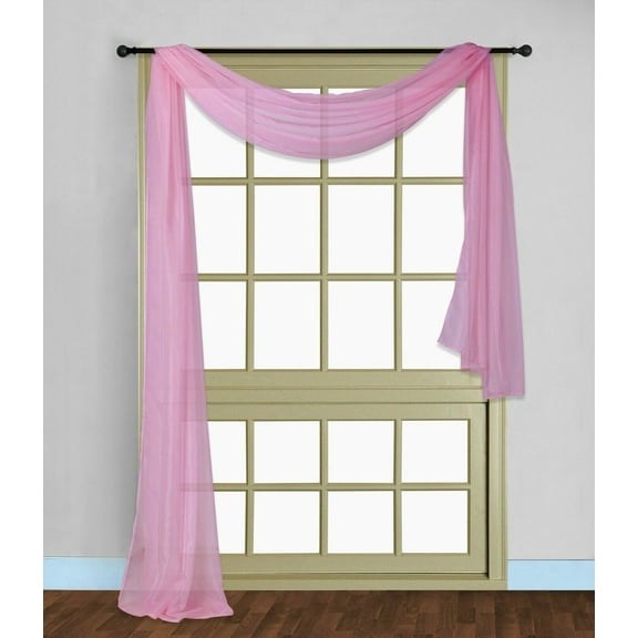 1 PC SOLID PINK Hotel High Quality Elegant Window-Sheer Scarf Valance swag topper (37" x 216")