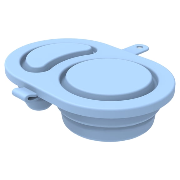 1 PC Silicone Snack Containers with Lids Reusable 2 Compartment Snackle Box Container, Portable Meal Prep Containers for Salad, Sauce, Seasoning, Office, Travel, Picnic & Camping(Blue,5.3x3.5x1.2")