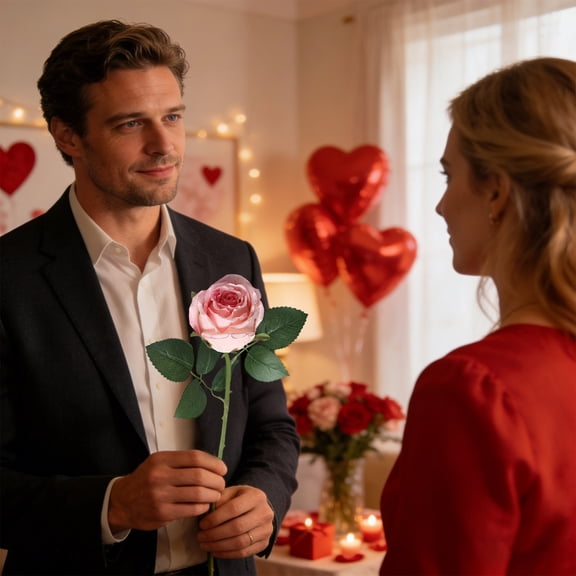 1 PC Single Artificial Rose 16 Inch, Real Touch High Simulation Wedding Anniversary Decor, Classic Pink Cloth and Wire Stem Flower