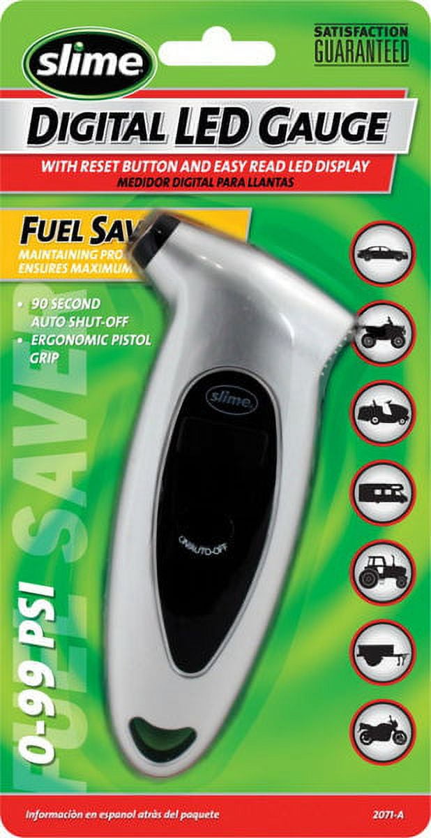 1 PC,Slime 2071A Digital LED Tire Gauge, 099 PSI
