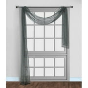 SAMIMPORT-2011 1 PC Solid Brown / Teal Scarf Hotel High Quality Elegant Window-Sheer Valance swag topper (37" x 216")