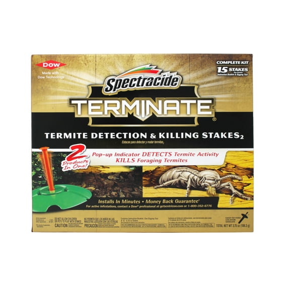 Spectracide Terminate Termite Detection & Killing Stakes Complete Kit, Pop-Up Indicator, 15 Stakes