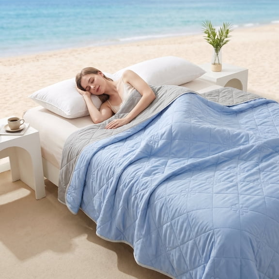 1 PC Summer cooling and refreshing blanket,Breathable, soft, and lightweight nap blanket for comfort and convenience,Cooling blanket, air conditioning blanket,Blue,Throw