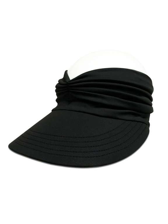 1 PC Sun Hat Women Sun Beach Visor Cap UV Protection with Wide Brim for Sports Beach Golf Hiking (Black)