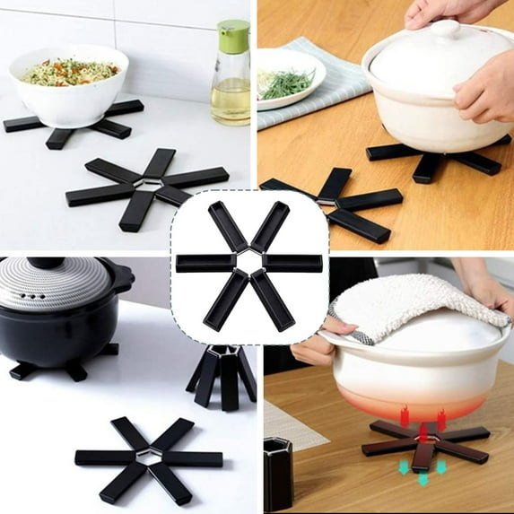 1 PC Table Folding Heat Insulation Pad -scald Pad Pot Pad Table Pad Bowl Mat Casserole Heat Insulation Pad High Temperature Resistant Mat(C,Black)