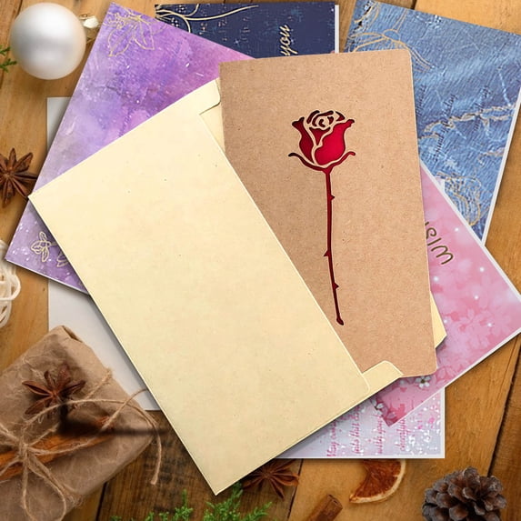 1 PC Thank You Card, Rose Blank Thank You Gift Card for Teacher, Mom, Dad, Happy Appreciation Card for Him Her, Birthday, Thanksgiving, Valentin's Day Gift Card