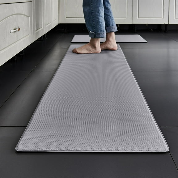 1 PC Thick PVC Leather Kitchen Floor Mat With Long Waterproof And Slip Foot Pad(17.7"×29.5",Gray)