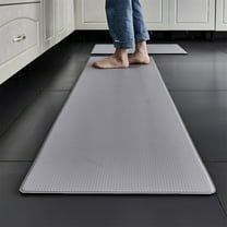 1 PC Thick PVC Leather Kitchen Floor Mat With Long Waterproof And Slip Foot Pad(17.7"×29.5",Gray)