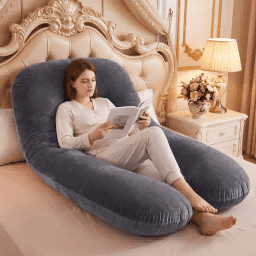 1 PC U-Shaped Pregnancy Pillow, Full Back Support, Special Home Sleep Pillow for Expecting Mothers,47''*22''(Dark Gray&Light Gray)(Cover Material: 72% Polyester, 28% Bamboo Fiber)