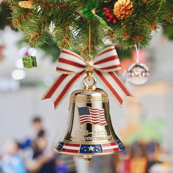 1 PC USA 250th Anniversary Ornament, 2D Acrylic Patriot Memorial Ornament Unique 250 Years of The United States Commemorative Hanging Ornament for Tree Independence Day Bell Pendant