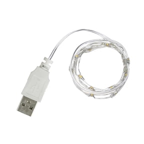 1 PC USB Operated Fairy String Lights 2 Meter 20 Led Micro Silver Wire String Lights, Firefly String Decorative Lighting for Home Party Wedding Indoor Jars Garden Christmas Decor(Warm White)