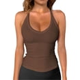 thumbnail image 1 of 1 PC Undershirts for Women Racerback Basic Tank V-Neck Slim Fit Ribbed Sleeveless Top Sleeveless Tops for Women, 1 of 4