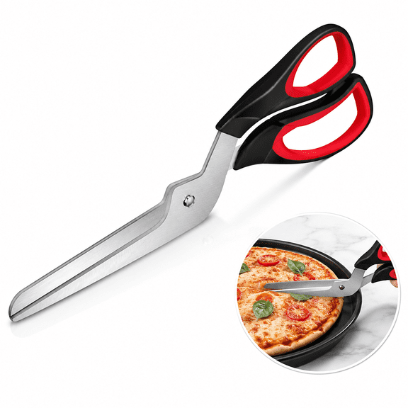 Artrylin Detachable Pizza Scissors Heavy Duty Stainless Steel Pizza Cutter with Ergonomic Soft Grip Handle, Easy Clean Kitchen Shears for Pizza, Pasta, Herbs & BBQ (Black & Red)