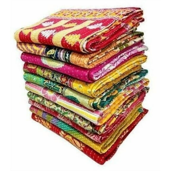 1 PC Vintage Cover Ethnic Unique Rare Bed Mix Quilts Cotton Old Throw Wholesale Assorted Kantha Patches Lot Rally Tribal Handmade Quilt
