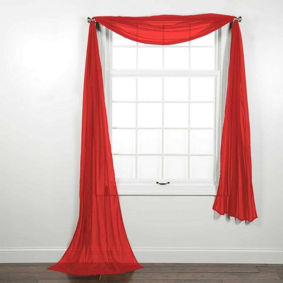 1 PC WINDOW SHEER VOILE SCARF VALANCE HOME EVENT PARTY WEDDING DESIGN ELEGANT DECORATIVE SHEER VALANCE DÉCOR HOME ROOM TOPPER LONG (37" X 216 " RED)
