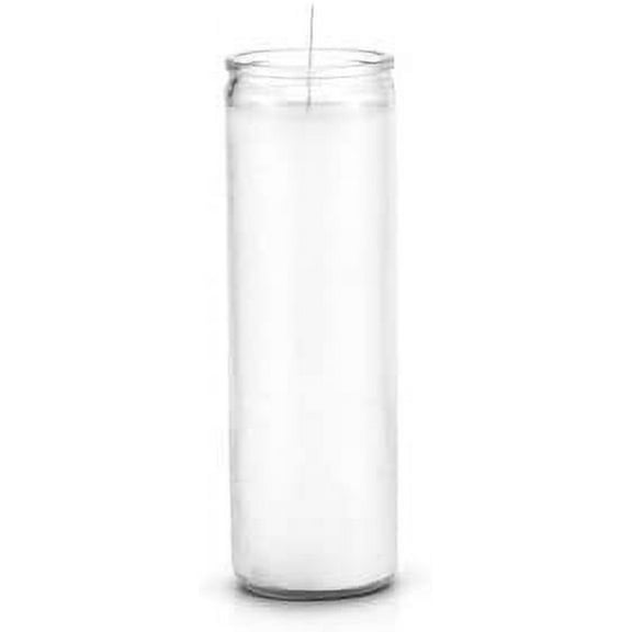 1 PC White Unscented Glass Prayer Candles, 8", Devotional Candle