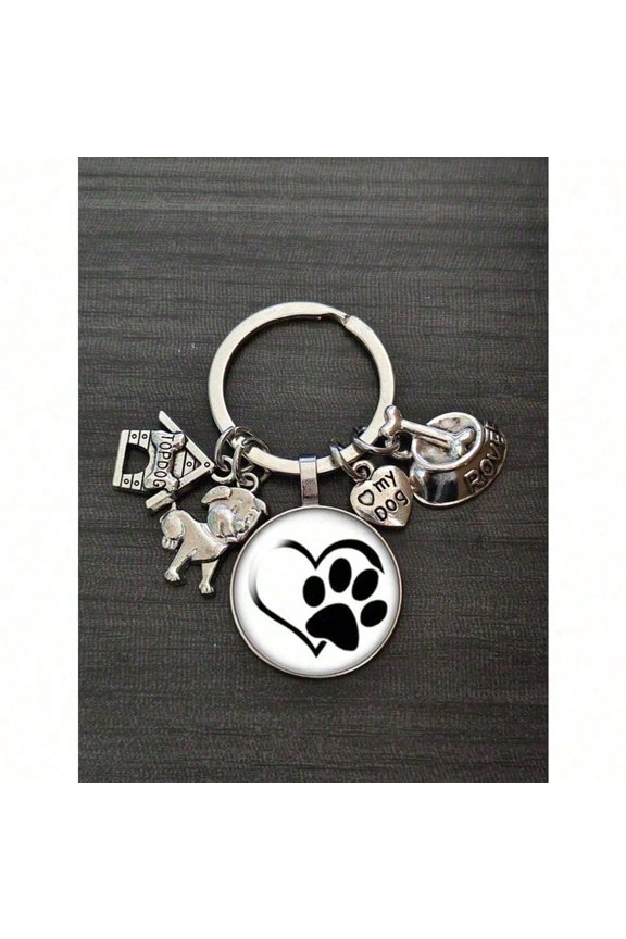 1 PC Women's "Dog Mom" Keychain Goth Y2k Dogbone Dog House Charm Pet Lover Bag Car Pendant