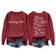 thumbnail image 1 of 1 PC Womens Oversized Sweatshirt Comfort Text Graphic Crewneck Winter Pullover Cold Theme Tops for Women Trendy Red XL, 1 of 4