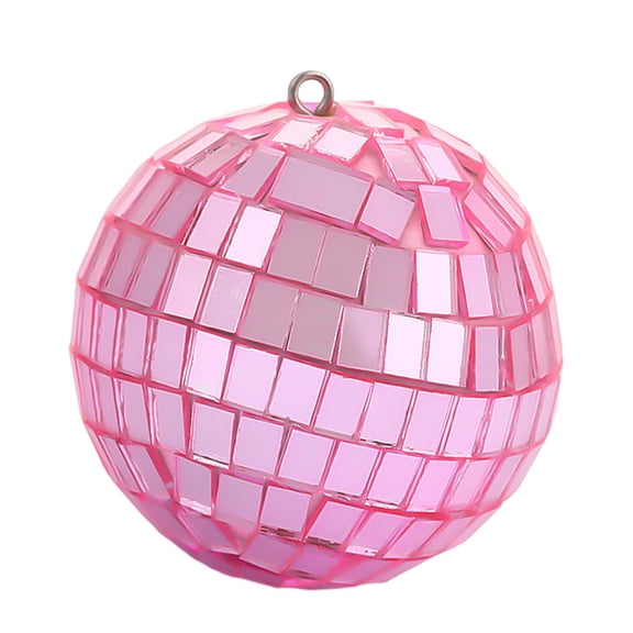 1 PCS 1.18 Inch Miniature Mirror Reflective Foam Christmas Ball Ornament, Disco Hanging Decor Photography Prop, Tiny Shatterproof Sphere for Wedding Cake Bar Holiday Tree Decor(Pink)