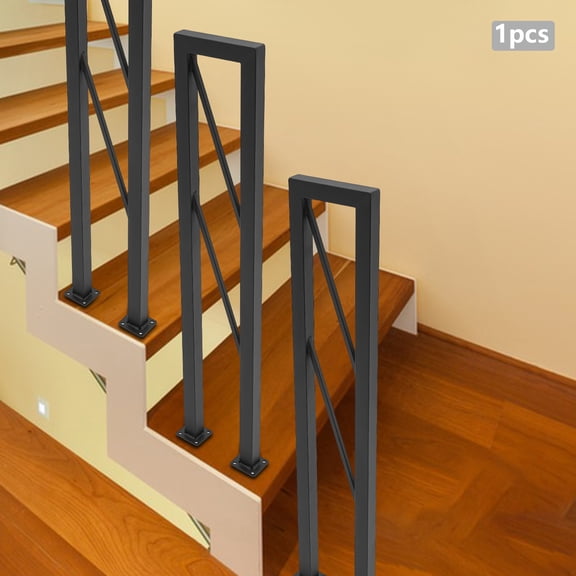 1 PCS 17*85cm/6.7*33.5in Black U-Shaped Stair Handrail, Metal Stair Handrail, Decorative Railing for Stairs