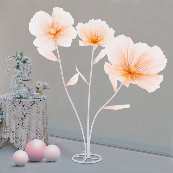 1 PCS 170cm/67in Height Gradient Champagne Color Artificial Wedding Flowers, Wedding Decorative Artificial Flowers, Three-headed Artificial Wedding Flowers for wedding decoration, scene background