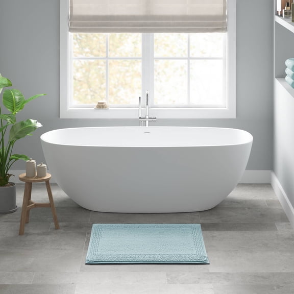 1 PCS 17x24" 100% Cotton Tufted 3000 GSM Reversible Bath Rug Blue