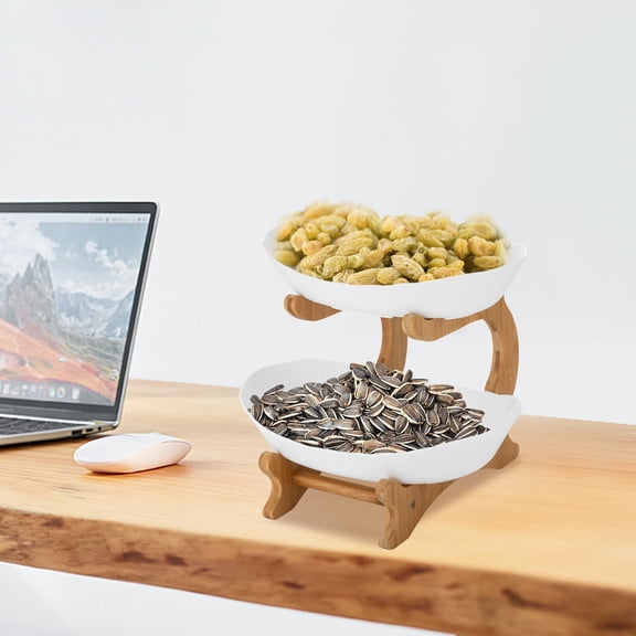 1 PCS 2 Tier White Fruit Bowl, Fruit Basket Stand, Fruit Serving Tray