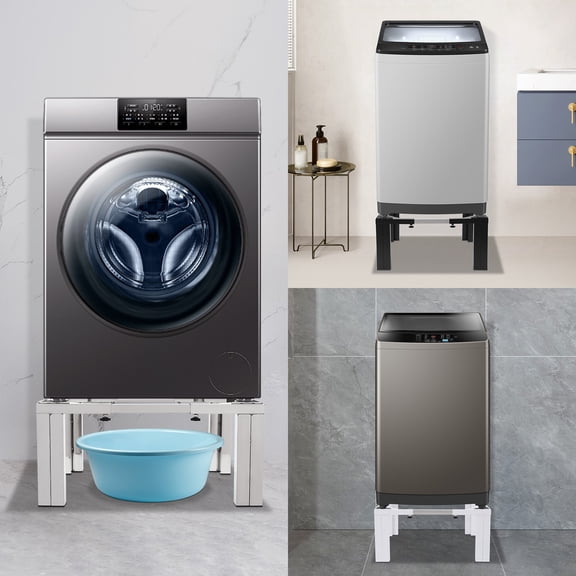 1 PCS 201 Stainless Steel Universal Washing Machine Pedestal Adjustable Laundry Pedestal Dryer Stand 500kg/1102.31lbs Load-bearing Capacity