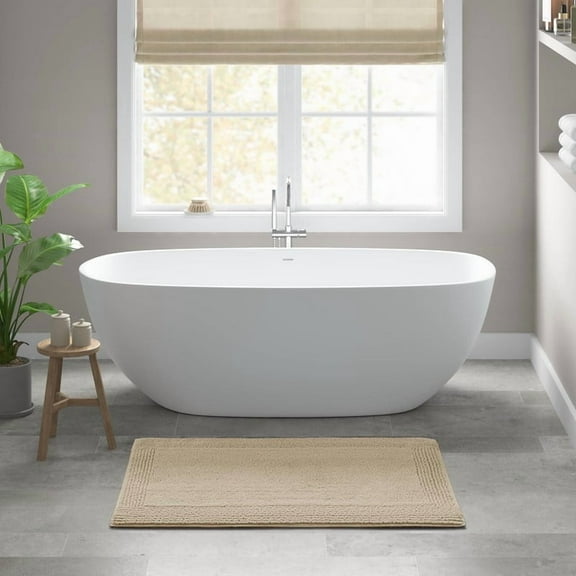 1 PCS 24x36" 100% Cotton Tufted 3000 GSM Reversible Bath Rug Natural